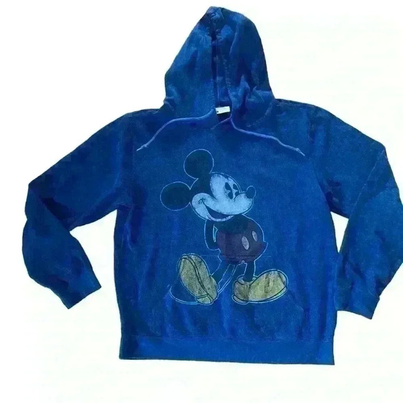 Disney Parks Official Mickey Mouse Hoodie Size XXL Blue Distressed Mickey - Picture 2 of 8